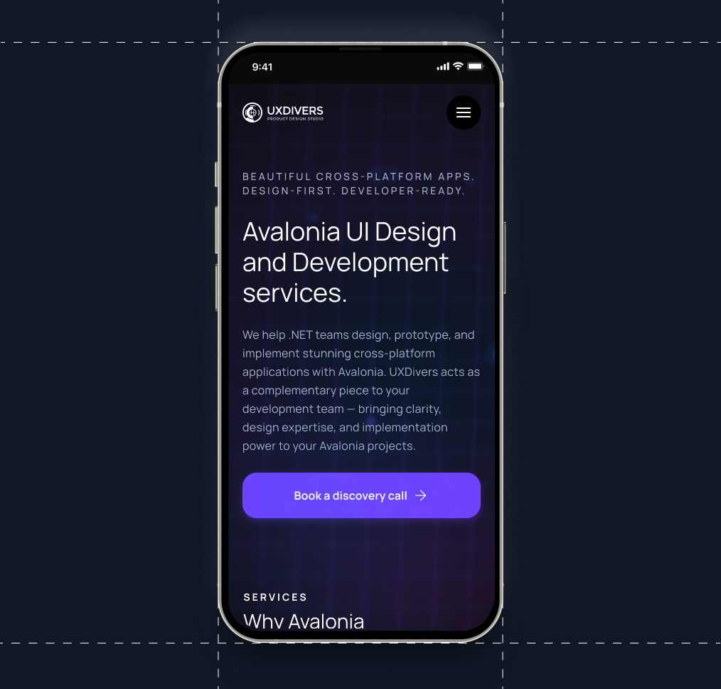 Graphic of a close up of a website depicting an Our Projects page with sample project names and dates.
