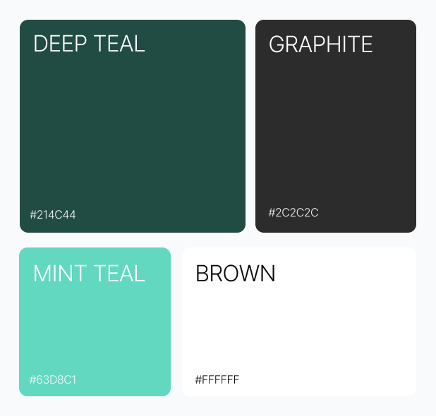 Graphic depicting a color palette of Stone Brown, Dark Navy, Beige, and Cream White along with corresponding hex color codes.